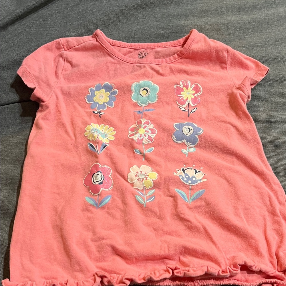 Kids size 4 Preloved Coral Floral Tee